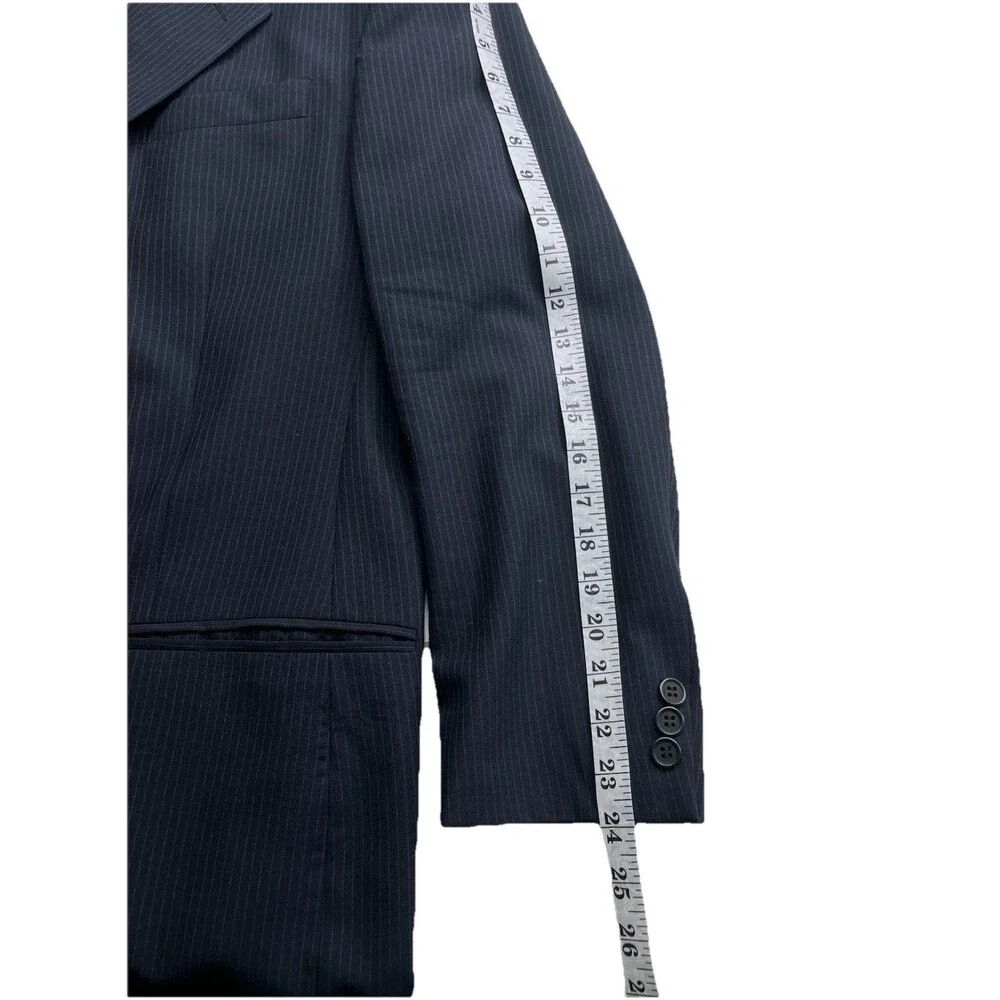 Mani Giorgio Armani Men Suit Navy Pencil Striped 40R 36x30 Jacket Pants Set